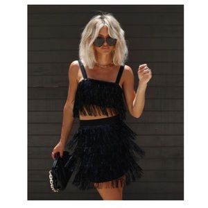 Fancy Rodeo Sequin Fringe top and Mini Skirt set